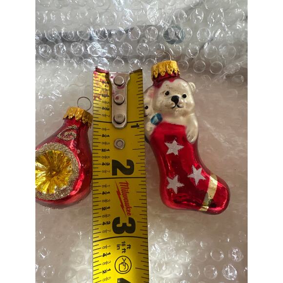 Vintage Mercury glass ornament set 1950s 1960s stocking teddy doll grannycore - Picture 2 of 7